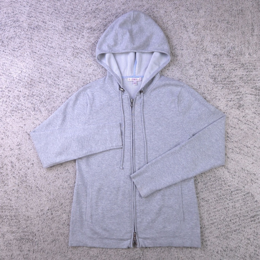 Peter Millar Hoodie Womens Size Small Sweatshirt Full Zip Golf Logo Gray Sweater